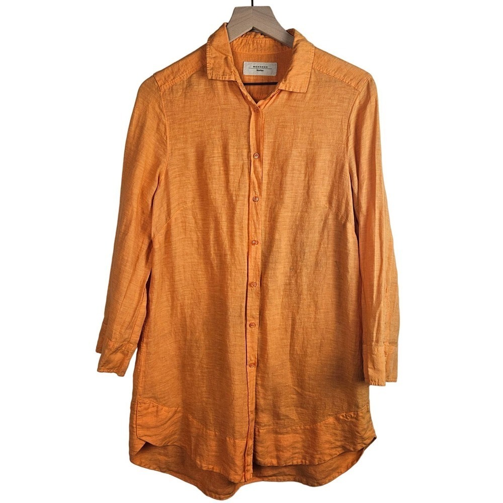 MaxMara Weekend Linen Tunic M? Light Orange Long‎ Sleeve Top Lagenlook